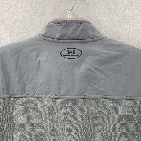 Under Armour 1/4Zip Fleece Pullover Sweater Gray Pink Trim Womens LG - Picture 5 of 9